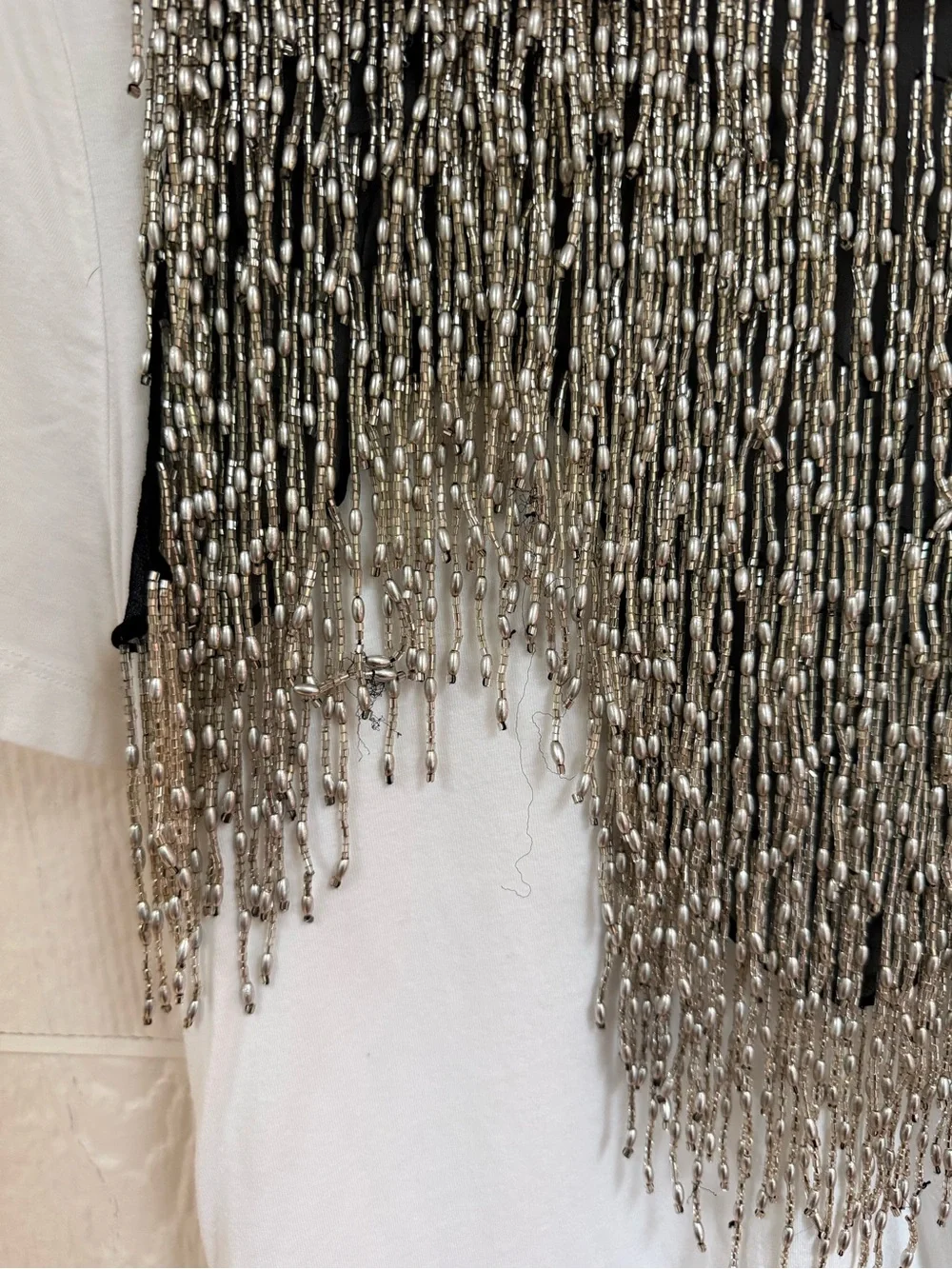 Vintage David Howard Silk Silver Beaded Fringe Art Deco Capelet